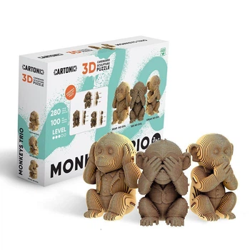 3D Пазл Картонний Cartonic Три Мавпи Monkeys Trio 280 деталей