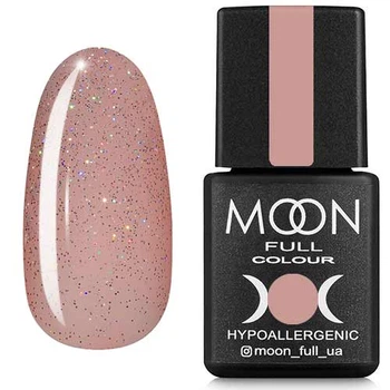 Гель-лак Gel Polish MOON FULL color Gel Polish, 8ml №307** напівпрозорий персиковий з різнокольоровим шиммером, 5908254188671