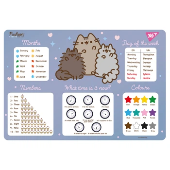 Подкладка настольная YES, А3, Pusheen, английский алфавит, (492321)