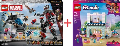 Набір конструкторів LEGO Marvel Перший месник: Протистояння Пригодницька битва 736 деталей + Friends Перукарня та магазин аксесуарів 347 деталей (76314_42662)