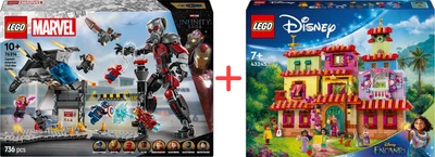 Набір конструкторів LEGO Marvel Перший месник: Протистояння Пригодницька битва 736 деталей + Disney Encanto Чарівний будинок Мадригал 1560 деталей (76314_43245)
