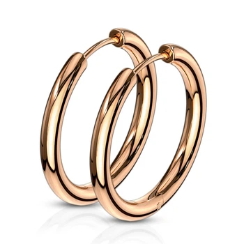 Сережки-кільця Spikes SE3065R-16 із сталі золотисті (Діаметр: 16мм)