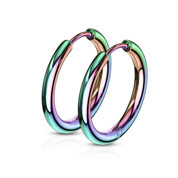 Сережки-кільця Spikes SE3065W-20 із сталі різнокольорові (Діаметр: 20мм)