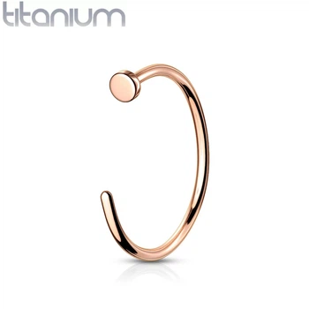 Серьга полукольцо для пирсинга носа Spikes T23NOH2-1808-RD из титана (Толщина:1мм;Диаметр:8мм;Цвет:Золотисый)