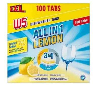 Таблетки для посудомийних машин W5 All in 1 Lemon 100 шт