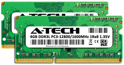 Оперативная память A-Tech 8GB (Kit of 2х4GB) DDR3L-1600 (PC3L-12800) SODIMM 1Rx8 (AT8G2D3S1600ND8N135V)