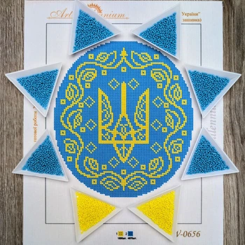Набір для вишивання бісером Art-Millennium. NW-0656 Герб України (повна зашивка) 20х26 см