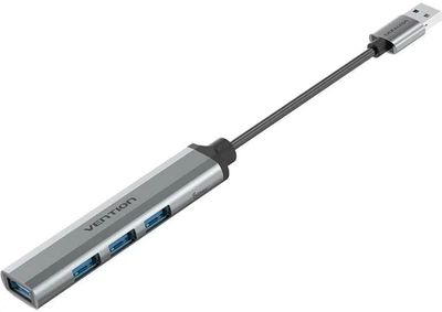 USB-хаб Vention USB-4x USB 3.0 5 Гбіт/с USB-A металевий 0.15 м Сірий (CKPHB)
