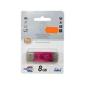 USB флеш T&G 009 Star Series 8GB USB Type-A/USB Type-C Fuchsia (TG009TC-8GFC)