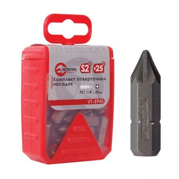 Комплект насадок для отверток PZ1 1/4" * 25 мм Биты INTERTOOL VT-5945 25 шт