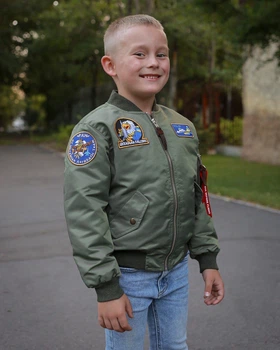 Бомбер MA-1 бавовняний хакі з нашивками 92 см