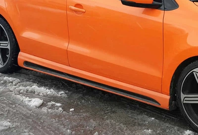 Боковые пороги DPT V-4 (черный глянец) для Volkswagen Polo (2010-2017 гг), пороги для Polo, автоаксессуары