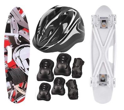 Пенни-борд Penny Best Board LED Abstraction с ручкой колеса PU светящиеся Black/Red 65 см со шлемом и защитой с регулировкой (433476335667)