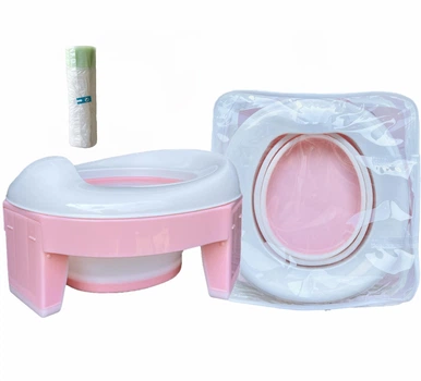 Дитячий складаний дорожній горщик 3 в 1 Lavi Pink Trivet + Пакети в комплекті Накладка на унітаз Портативний горщик для подорожей