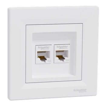 Розетка компьютерная двойная белая Schneider Electric Asfora EPH4400121 RJ45 5e