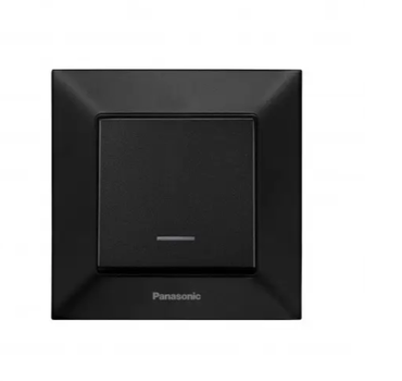 Выключатель одноклавишный Panasonic Arkedia Slim черный с подсветкой wntc00022bl-ua