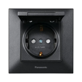 Розетка одинарная Panasonic Arkedia Slim черная с з/з с защитными шторками wntc02102bl
