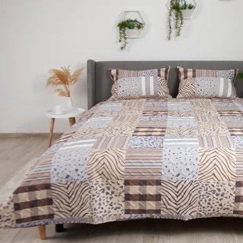 Покрывало плед ТЕП PROVENCE Сафари 150×210 см полуторное, стеганое, микрофибра, мягкое, 2 наволочки 50×70 см, комплект 100 г/м²