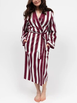 Халат жіночий Cyberjammies Yasmin 5086 XL Бордово-білий зі смугастим принтом (5051877609693)