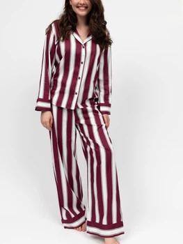 Піжама жіноча Cyberjammies Yasmin 5083-5084 XXL Бордово-білий зі смугастим принтом (5051877609341)