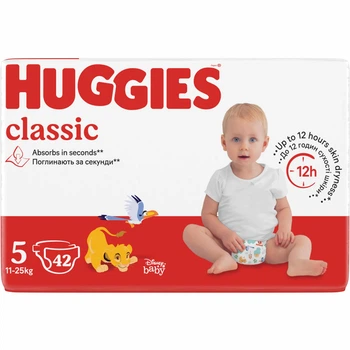 Дитячі підгузки Huggies Classic 5 (11-25 кг), 42 шт.