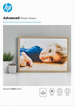 Фотопапір HP Advanced Photo Paper, Glossy, 250 g/m2, A3 (297 x 420 mm), 20 sheets (Q8697A)