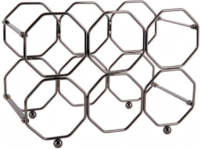 Stojak na wino Present Time Honeycomb na 6 butelek metalowy szary (8714302668081)