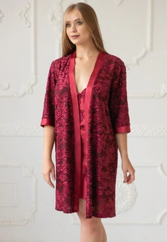 Халат женский короткий Komilfo Florida 2165 XL бордовый