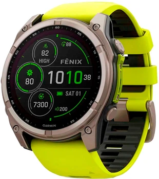Смарт-часы Garmin Fenix 8 51mm Solar Sapphire Titanium w. Amp Yellow/Graphite Silicone Band (010-02907-20/21)