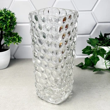 Ваза скляна квадратна 29 см LED MARBUR прозора