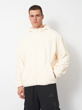 Толстовка флисовая на молнии мужская Adidas Future Icons Small Logo Fleece JW7084 XL Кремово-белый/Коричневый (4068806686398)