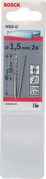 Набір свердел по металу Bosch 1.5 x 40 2 szt 2608585907 (3165140521420)