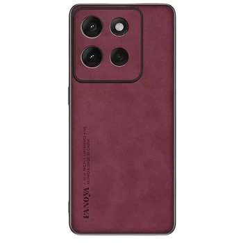 Кожаный чехол - накладка Fanoya для Motorola Moto G86 burgundy