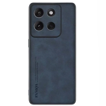 Кожаный чехол - накладка Fanoya для Motorola Moto G86 blue