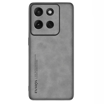 Кожаный чехол - накладка Fanoya для Motorola Moto G86 gray
