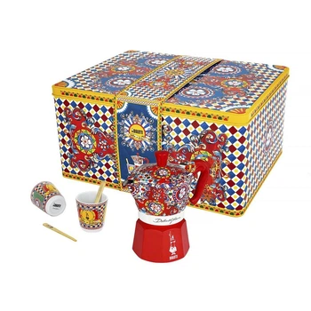 Набір Bialetti x Dolce&Gabbana гейзерна кавоварка Moka на 2 чашки + 2 порцелян. стакани і 2 мішалки 0005332