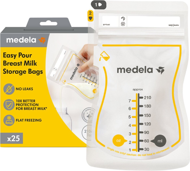 Пакети для зберігання грудного молока Medela Easy Pour 25 x 210 мл (7610472880166)