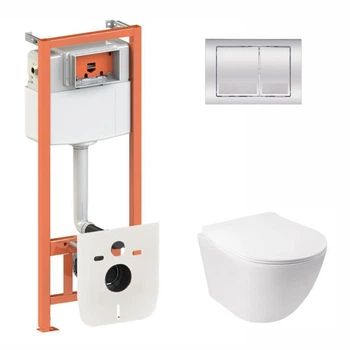 Инсталляция 4 в 1 Qtap Nest Jay Хром Rimless (QT07335176W0133M425M06028CRM)