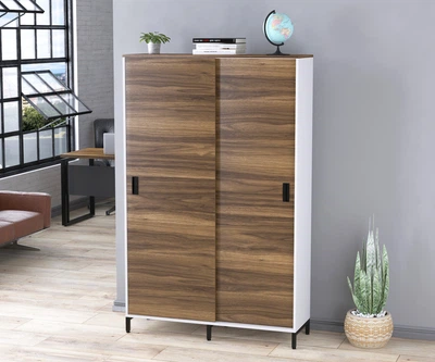 Шкаф офисный раздвижной LS-1200-1900 белый Орех Модена
