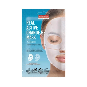 Гідрогелева маска для обличчя з колагеном «Розумний гель» Purederm Real Active Change Gel Mask Collagen 32 г (8809738326022)