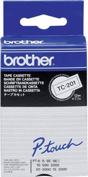 Taśma etykietowa Brother TC-201 12 mm x 7.7 m White (4977766050524)