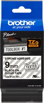 Taśma etykietowa Brother TZE-S121 9 mm x 3 m Transparent (TZES121)