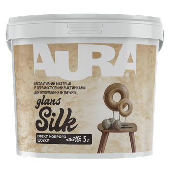 Краска декоративная Aura Silk Glans Мокрый шелк Серебряная 5 л (5,95 кг)