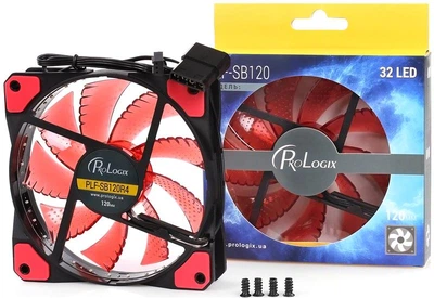 Вентилятор ProLogix 120*120*25 32 Red LED 3+4pin (PLF-SB120R4) BOX