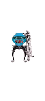 Брошь Кот и рыбка серебряный (494693311)