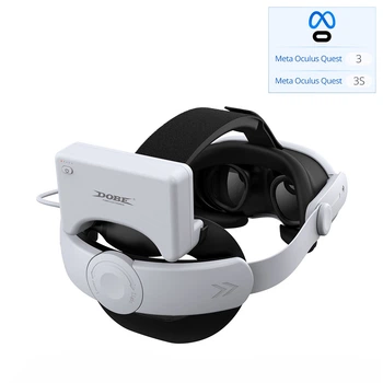 Ремінець із регульованим кріпленням на голову Head Strap + Акумуляторна батарея Battery 13000 mAh (37000 mWh) DOBE для VR шолома окулярів віртуальної реальності Meta Oculus Quest 3 / 3S | Skin Friendly м'які матеріали