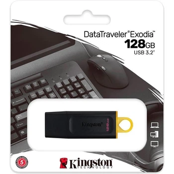 Флеш память128Gb Kingston USB 3.2 DT Exodia Black/Yellow (57740)