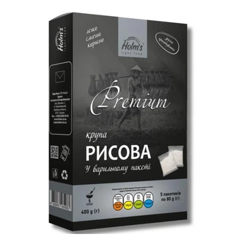 Крупа Рис HOLM'S light food в варочном пакете 400 г (5 пакетиков х 80 г)
