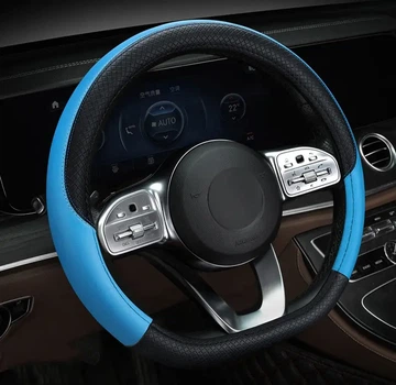 Чохол на кермо Elegant D-подібний , розмір(М)37-39см Еко шкіра, синій колір