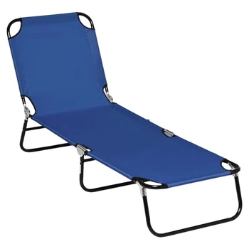 Раскладушка Folding Bed шезлонг для отдыха 185 х 56 х 26 см (MH-3300) Синий